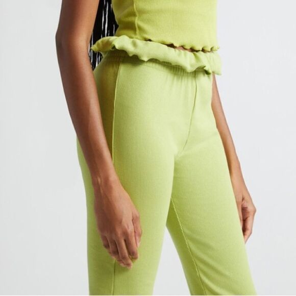 Sammy B NWT Kenny Slim Fit Flared Ribbed Jersey Pants in Green - Picture 5 of 11